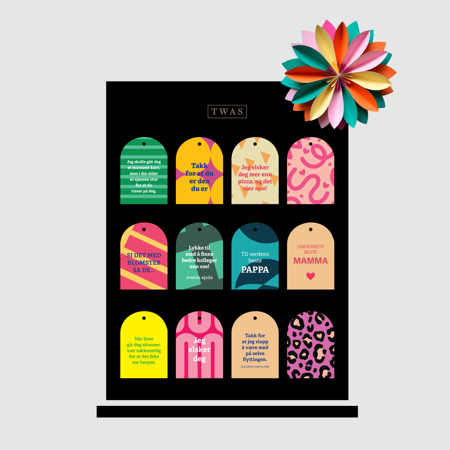 Blomsterkort og stativ